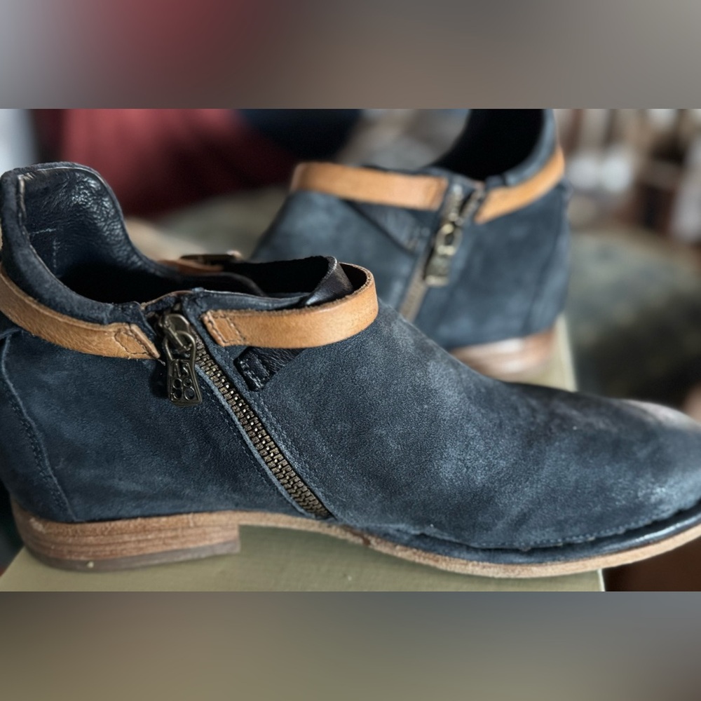 A.S. 98 Blue Suede Ankle Boots with leather strap - Picture 4 of 7
